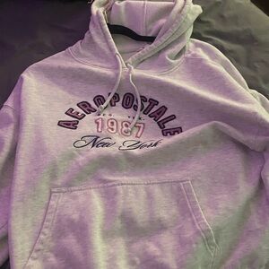 Aeropostale Lavender/Pale Gray Hoodie with Embroidered Logo